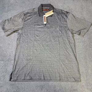 Axis Mens Large Polo Shirt Gray Mercerized Cotton Geometric Knit CM32286 EBY L